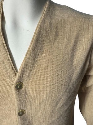 Vintage 70's men's tan cardigan sweater M