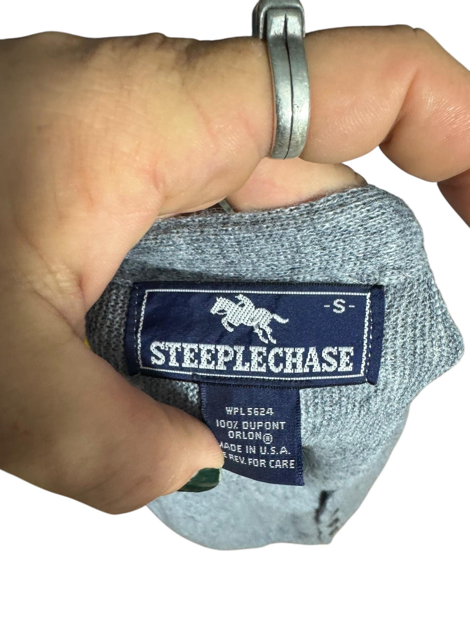 Vintage 70's men's gray cardigan sweater S Steeplechase