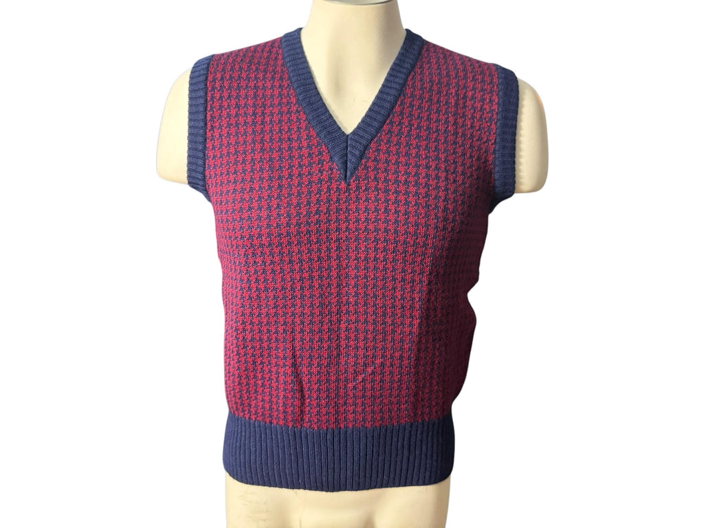 Vintage 70's check sweater vest M The Hecht Co Italy
