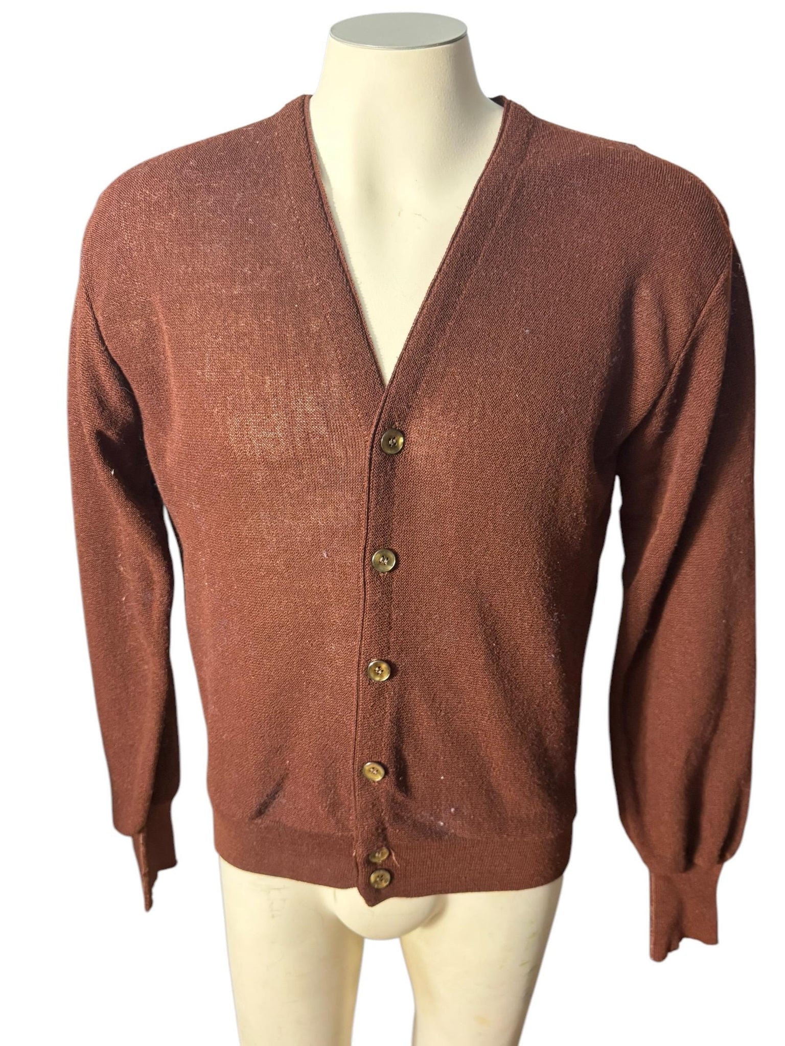 Vintage 60's men's brown cardigan sweater M L