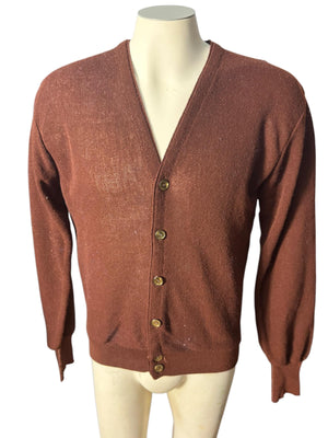 Vintage 60's men's brown cardigan sweater M L
