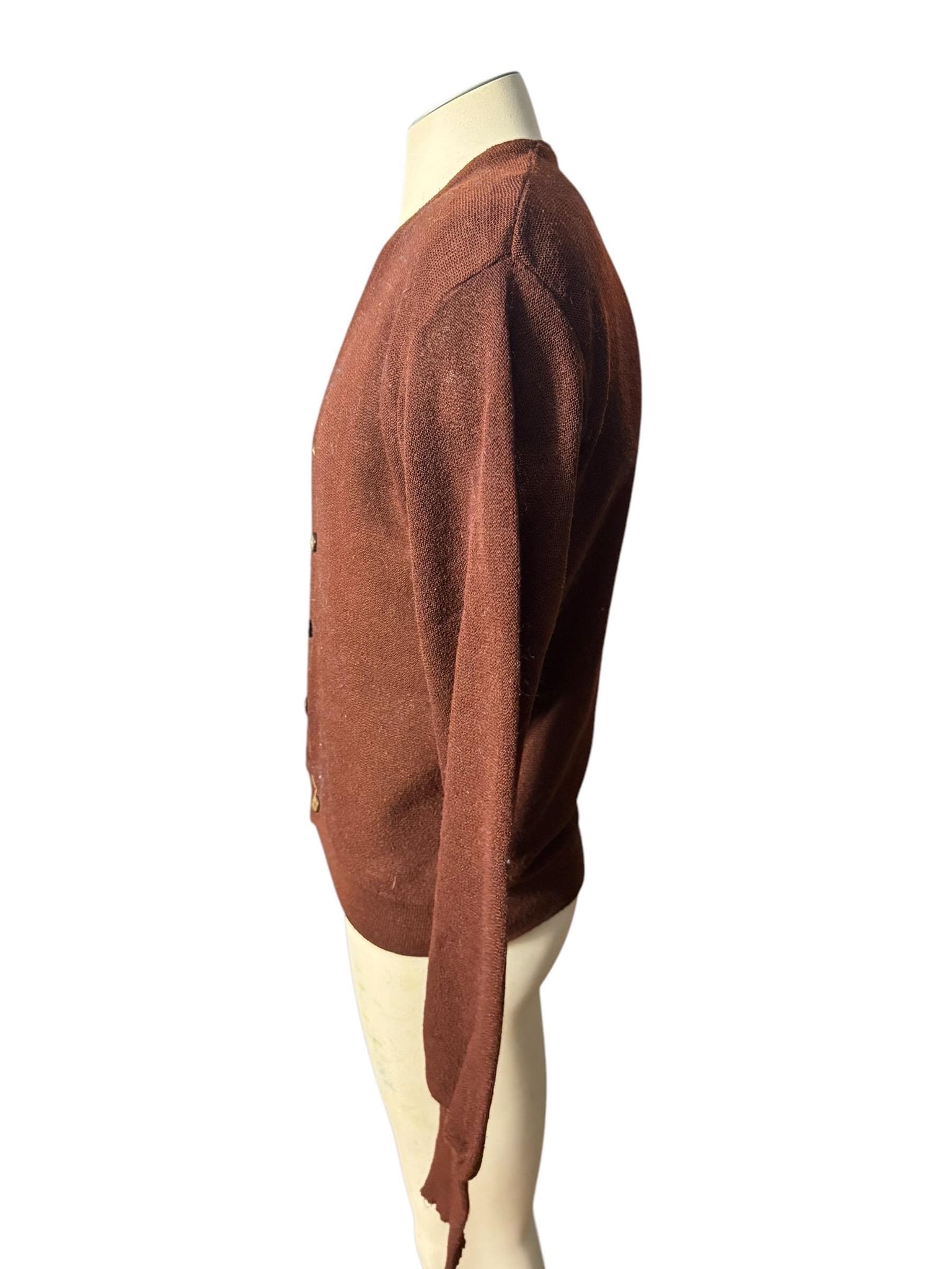 Vintage 60's men's brown cardigan sweater M L