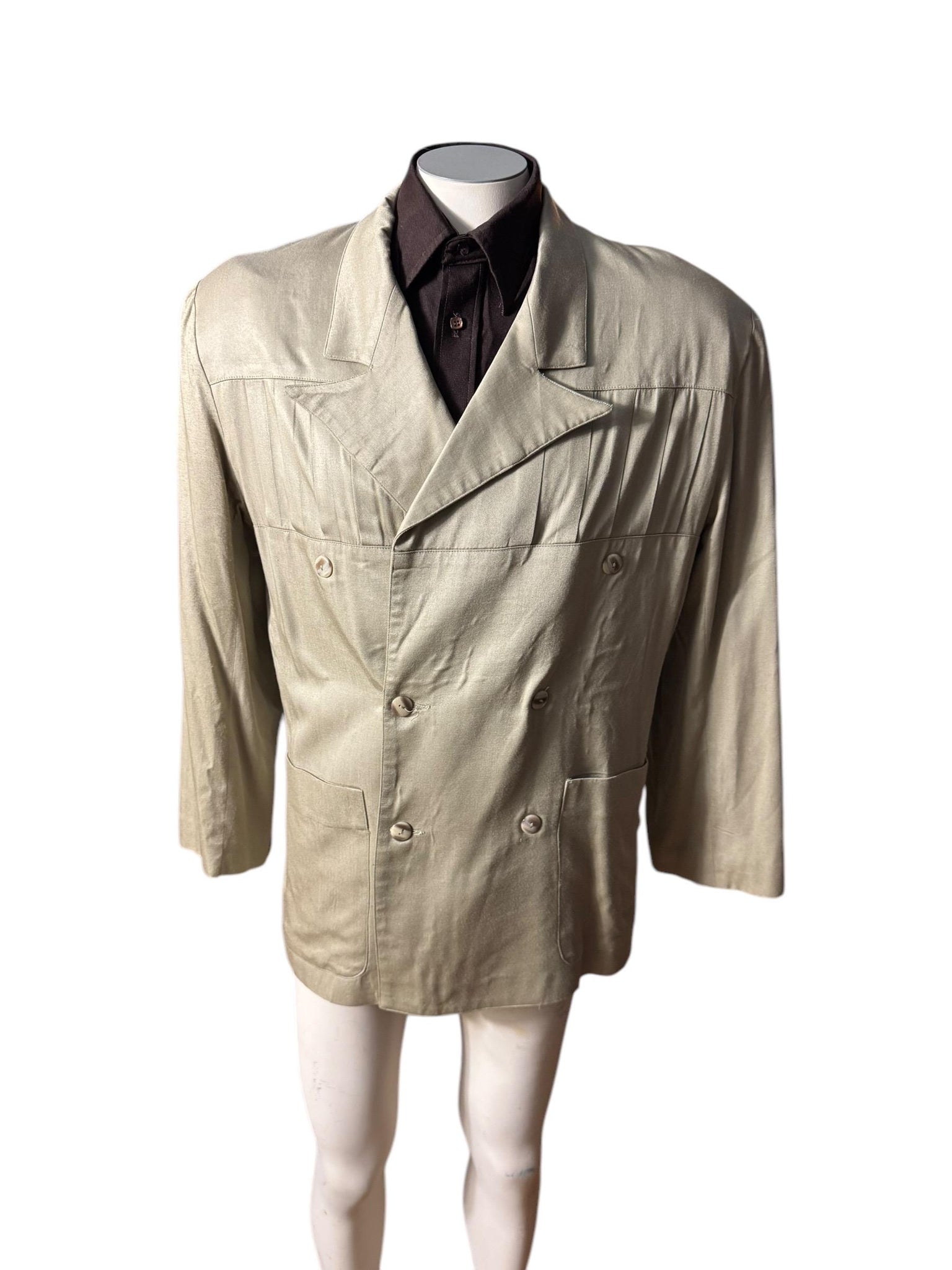 Vintage 80's men's tan suit jacket S Info Studio