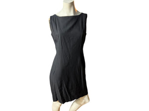 Vintage 60's black rhinestone fitted dress M L