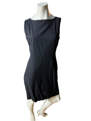 Vintage 60's black rhinestone fitted dress M L