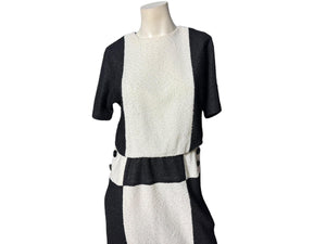 Vintage 80's Leslie Fay dress 10 black & white