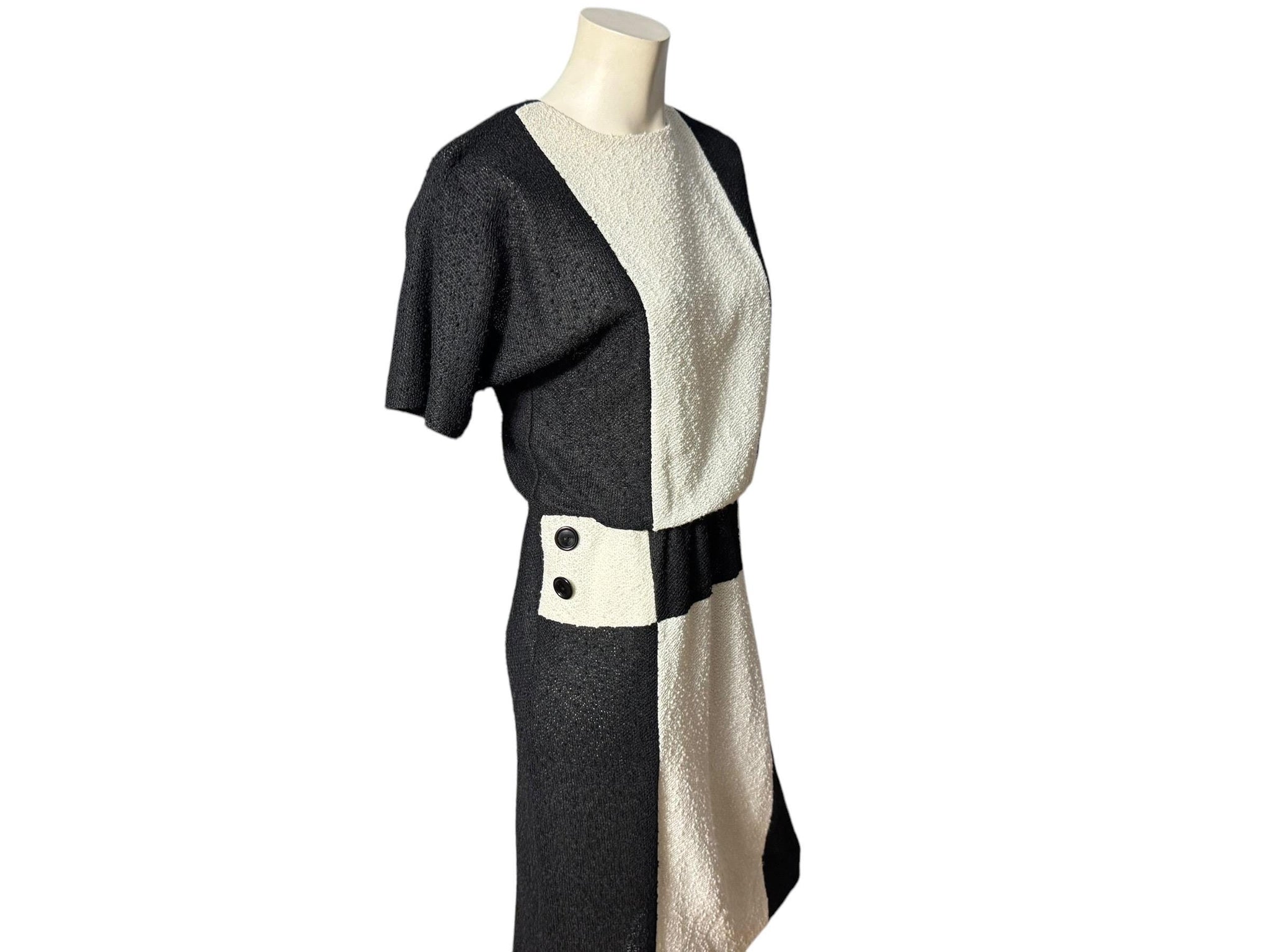 Vintage 80's Leslie Fay dress 10 black & white