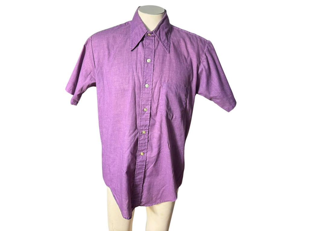 Vintage 70's men's purple dress shirt L Royal Knight