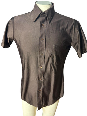 Vintage 70's brown shirt nylon S M Holmes