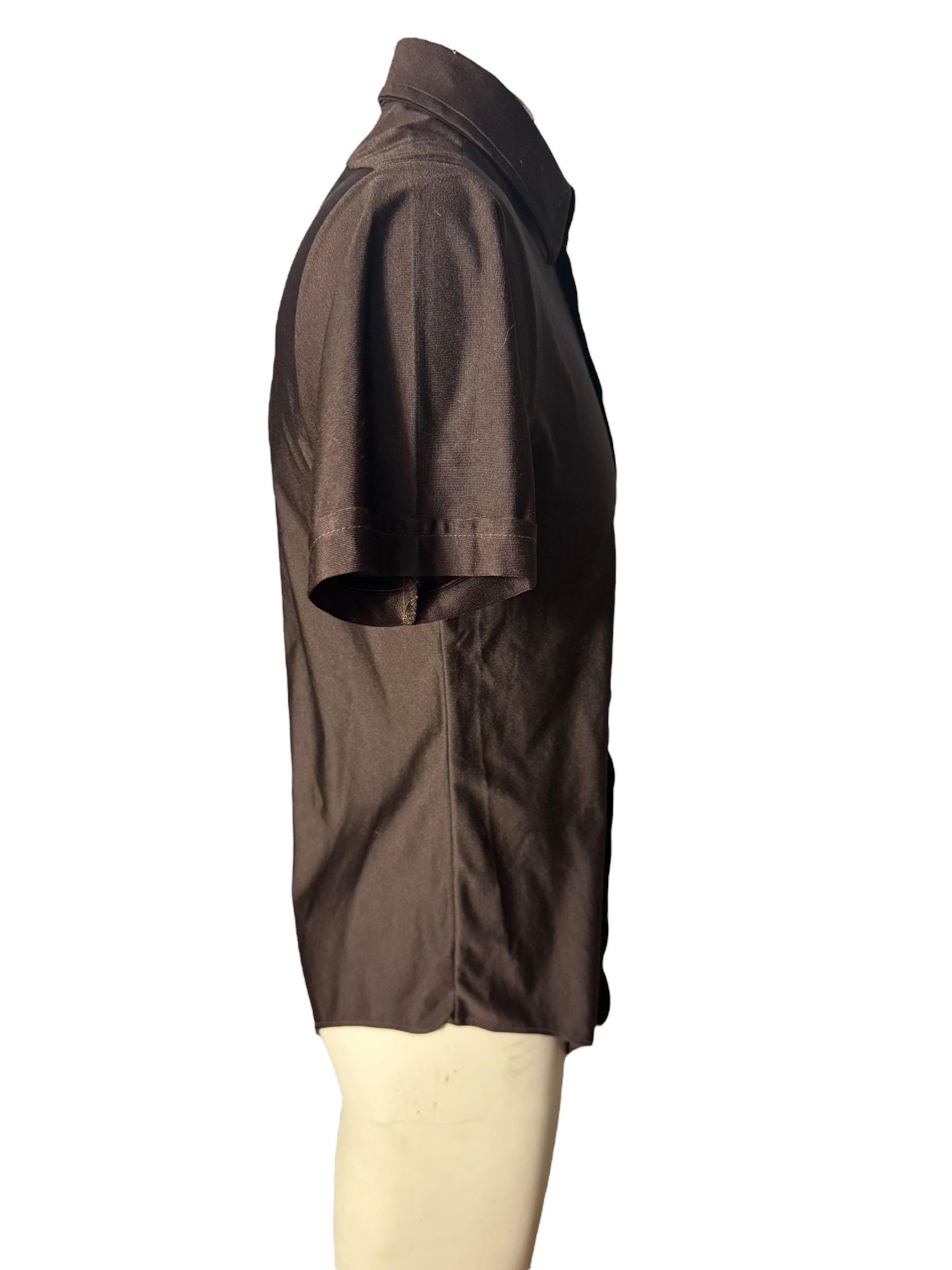 Vintage 70's brown shirt nylon S M Holmes