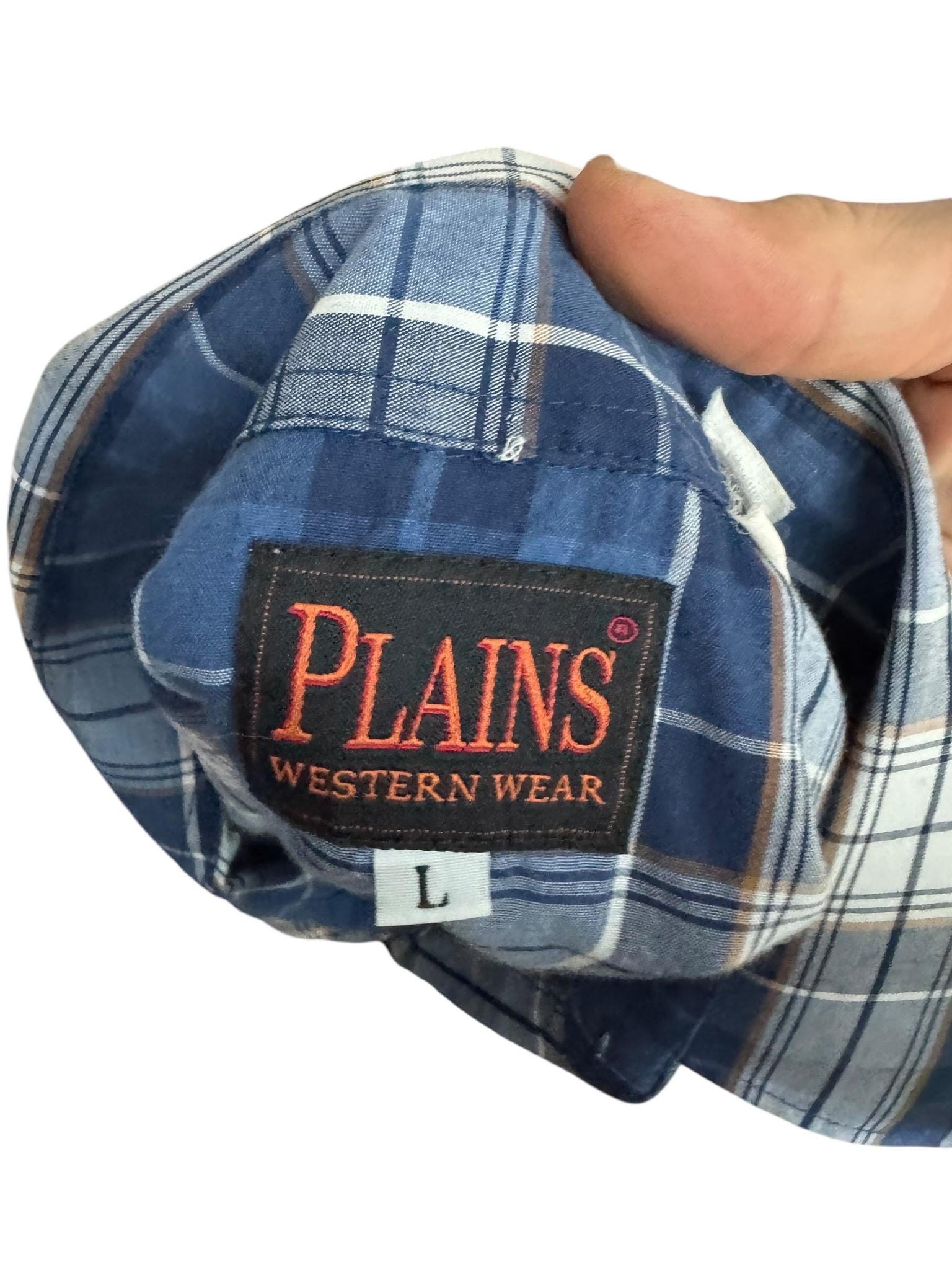 Vintage Plains plaid western shirt L
