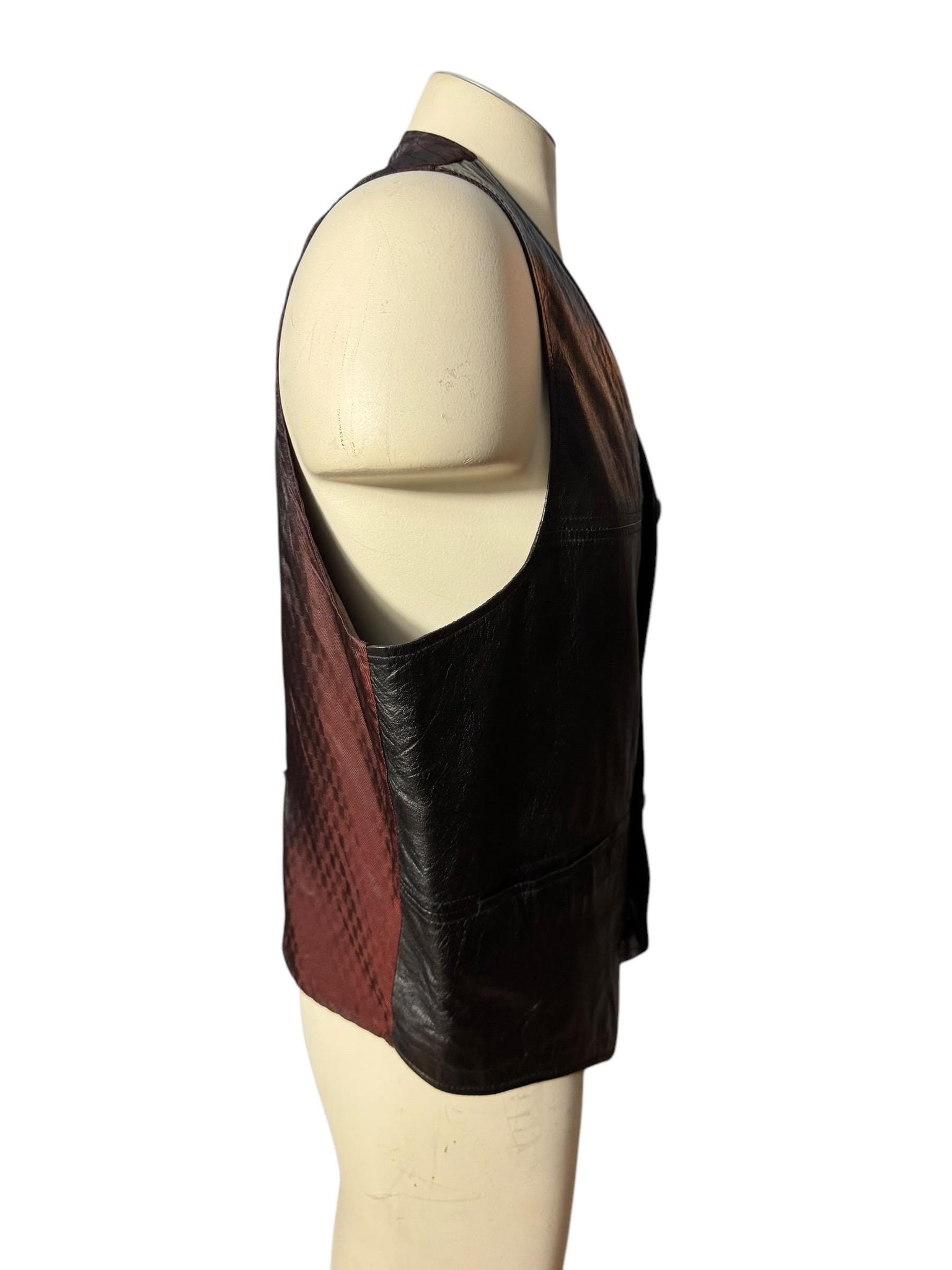 Vintage men's black leather vest XL Pelle Studio