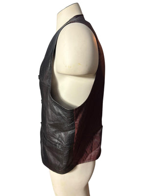 Vintage men's black leather vest XL Pelle Studio