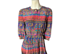 Vintage 80's paisley floral dress 10 Ladt Carol Petites