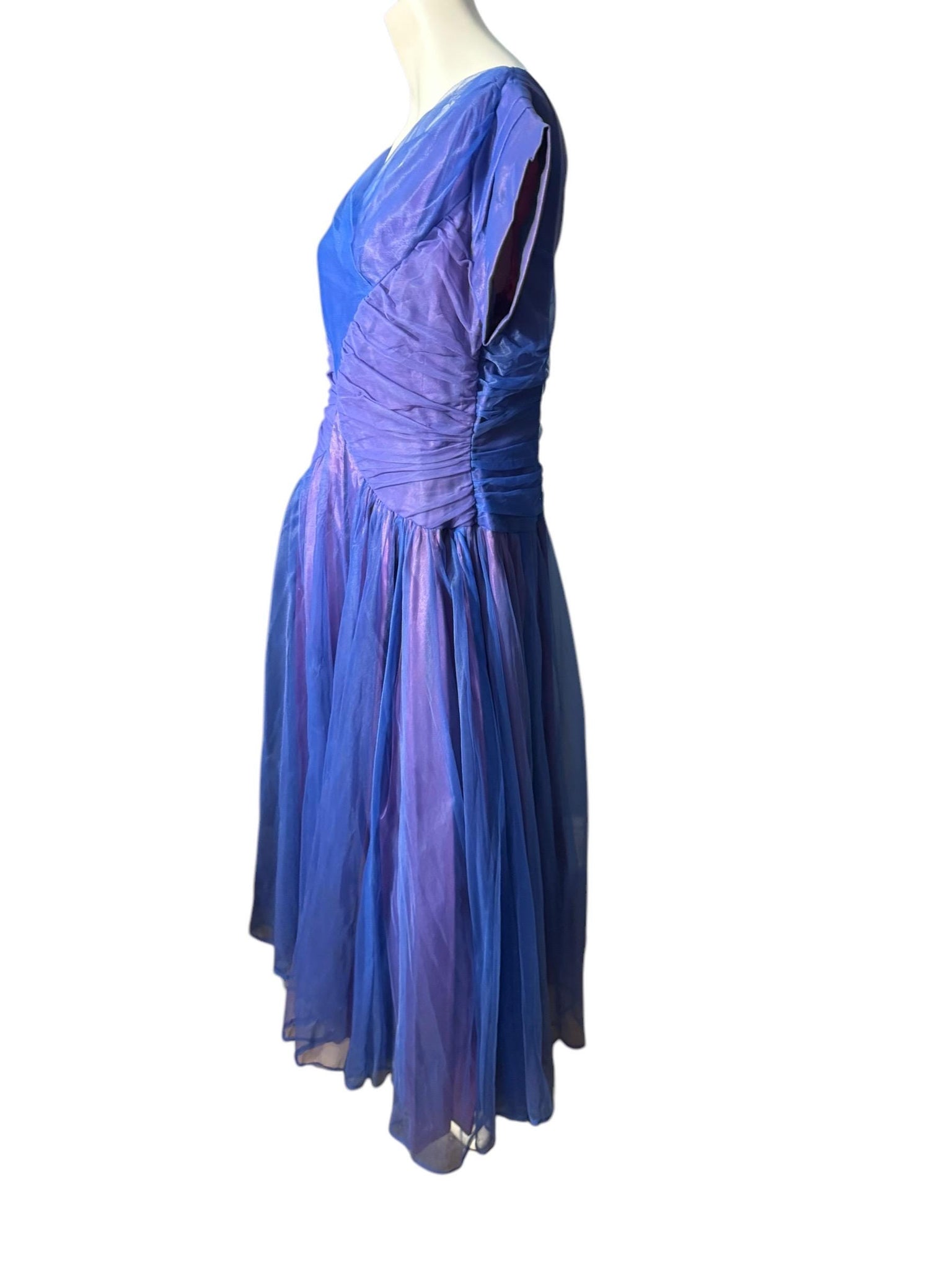 Vintage 40's Emma Domb blue & purple formal dress gown L