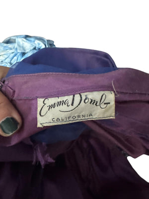 Vintage 40's Emma Domb blue & purple formal dress gown L