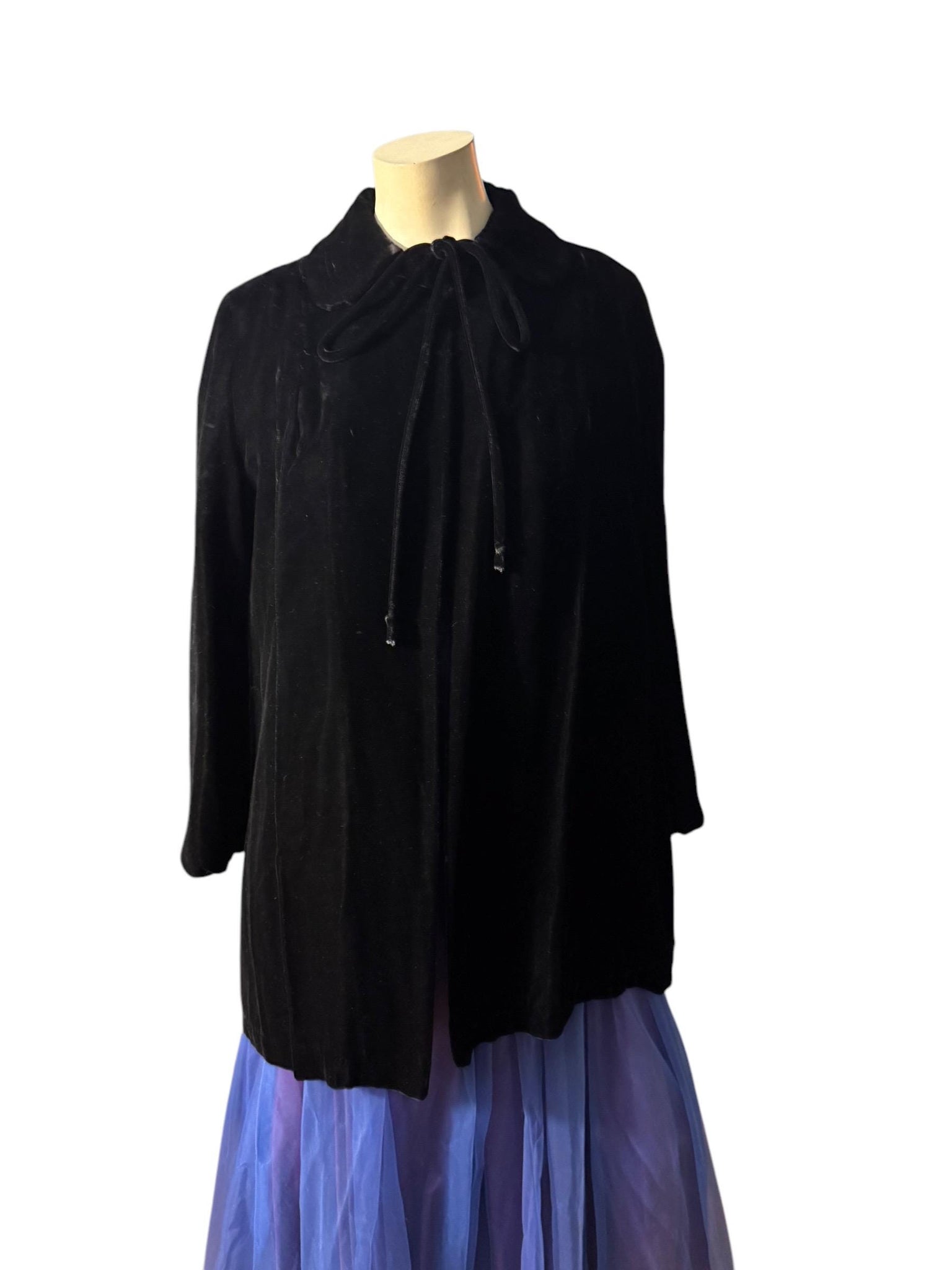 Vintage 50's black velvet quilted jacket S M
