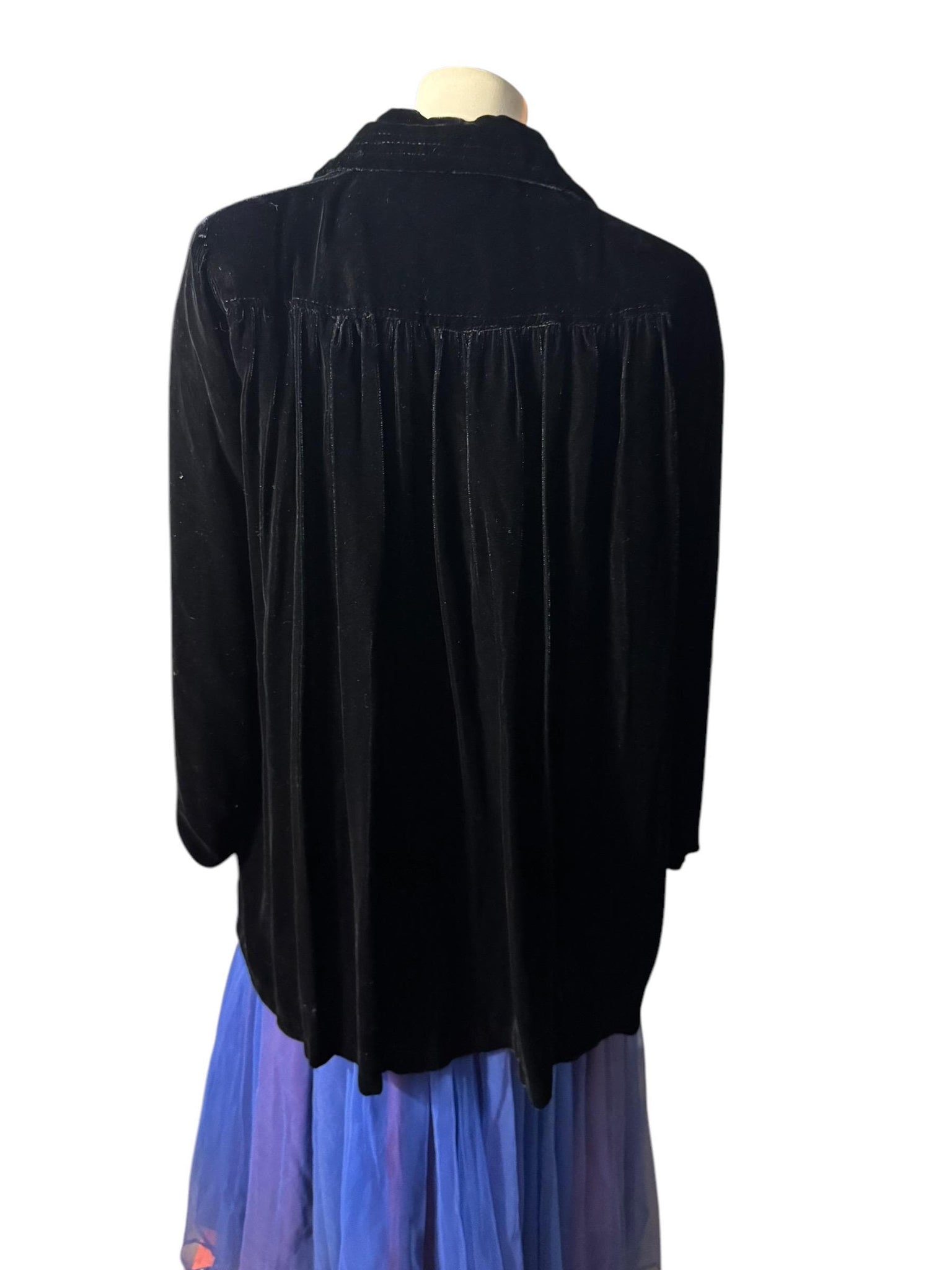 Vintage 50's black velvet quilted jacket S M