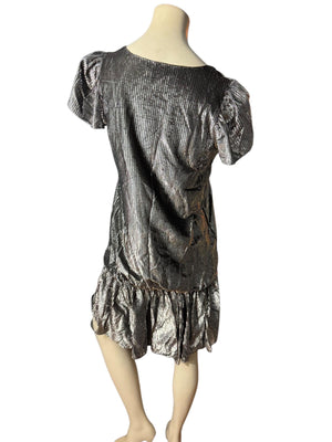 Vintage 80's black & silver metallic dress M Numbers