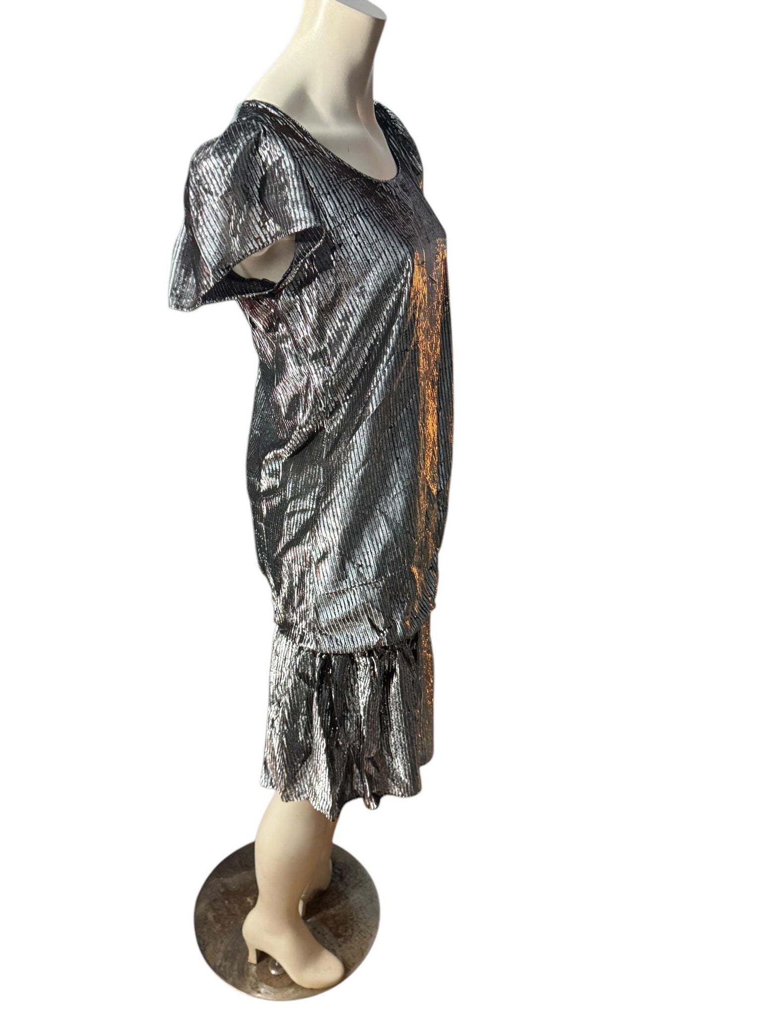 Vintage 80's black & silver metallic dress M Numbers