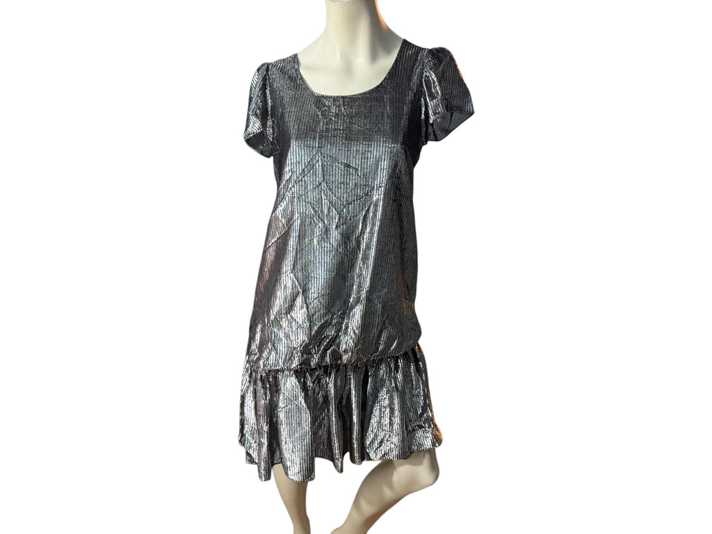 Vintage 80's black & silver metallic dress M Numbers