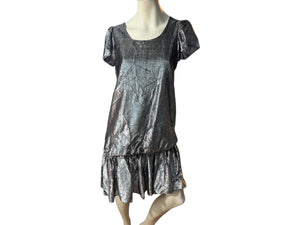 Vintage 80's black & silver metallic dress M Numbers