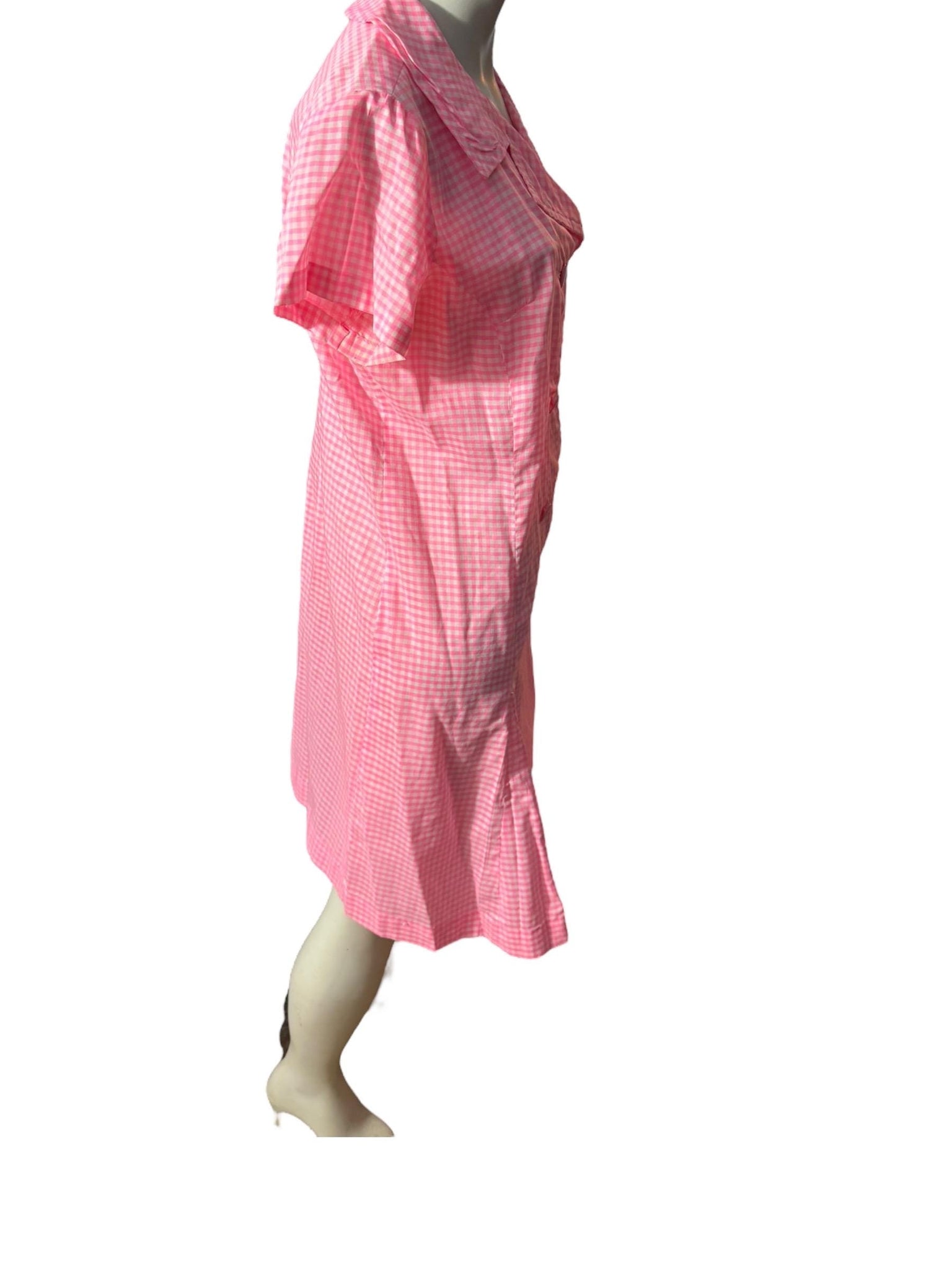 Vintage 60's pink check day dress L