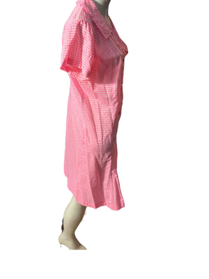 Vintage 60's pink check day dress L