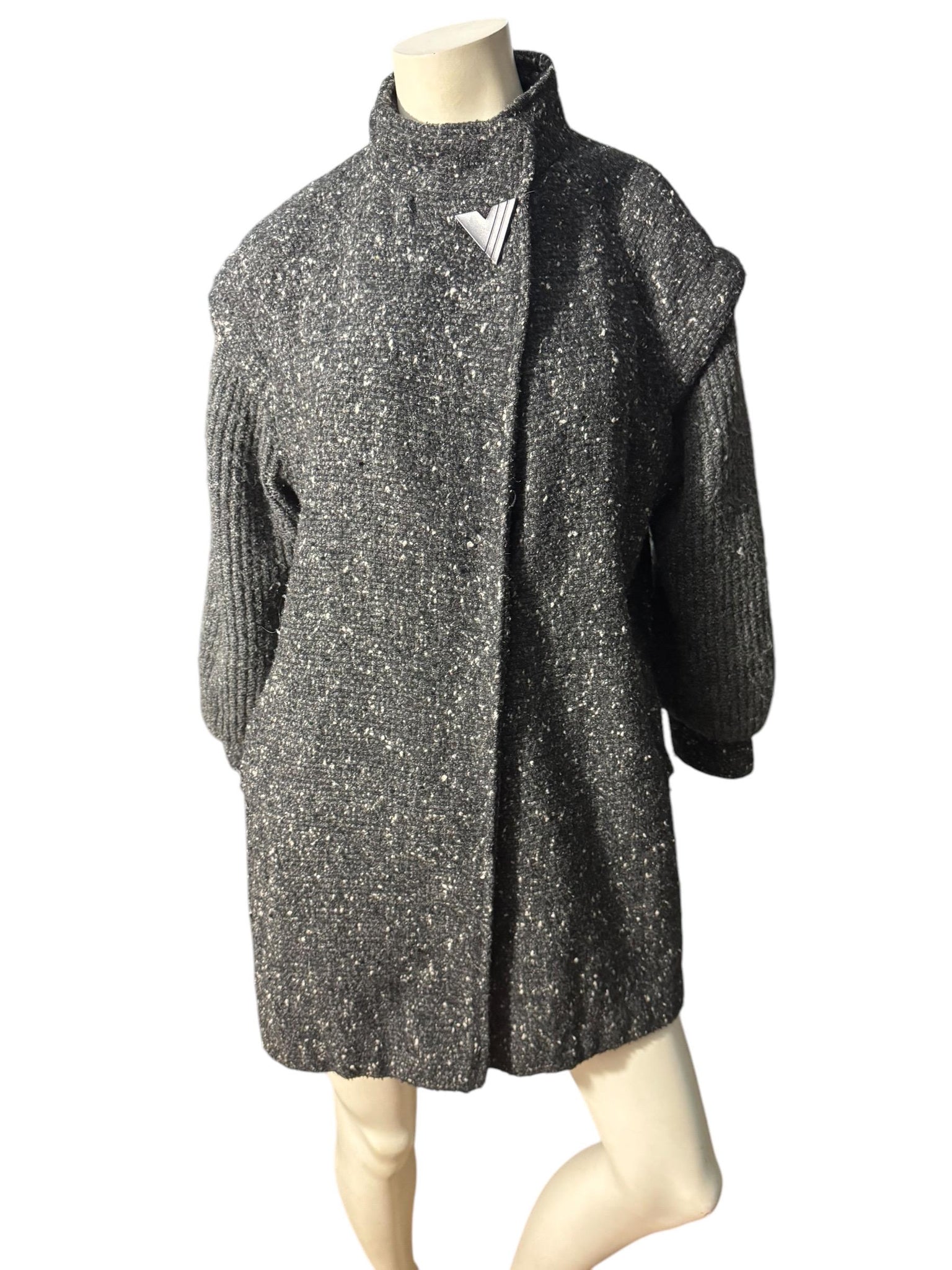 Vintage 80's gray wool and sweater coat M