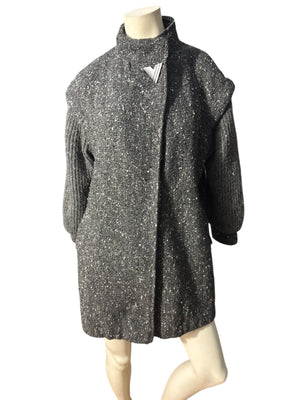 Vintage 80's gray wool and sweater coat M