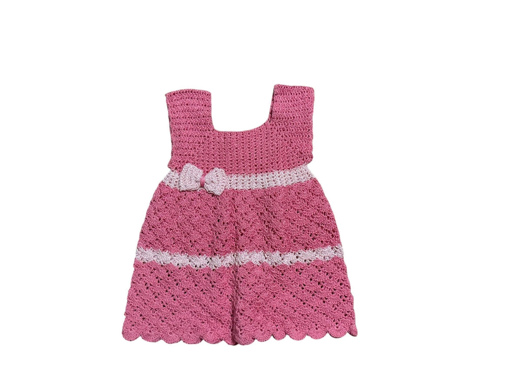 Vintage pink crochet baby dress