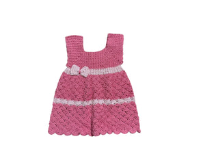 Vintage pink crochet baby dress