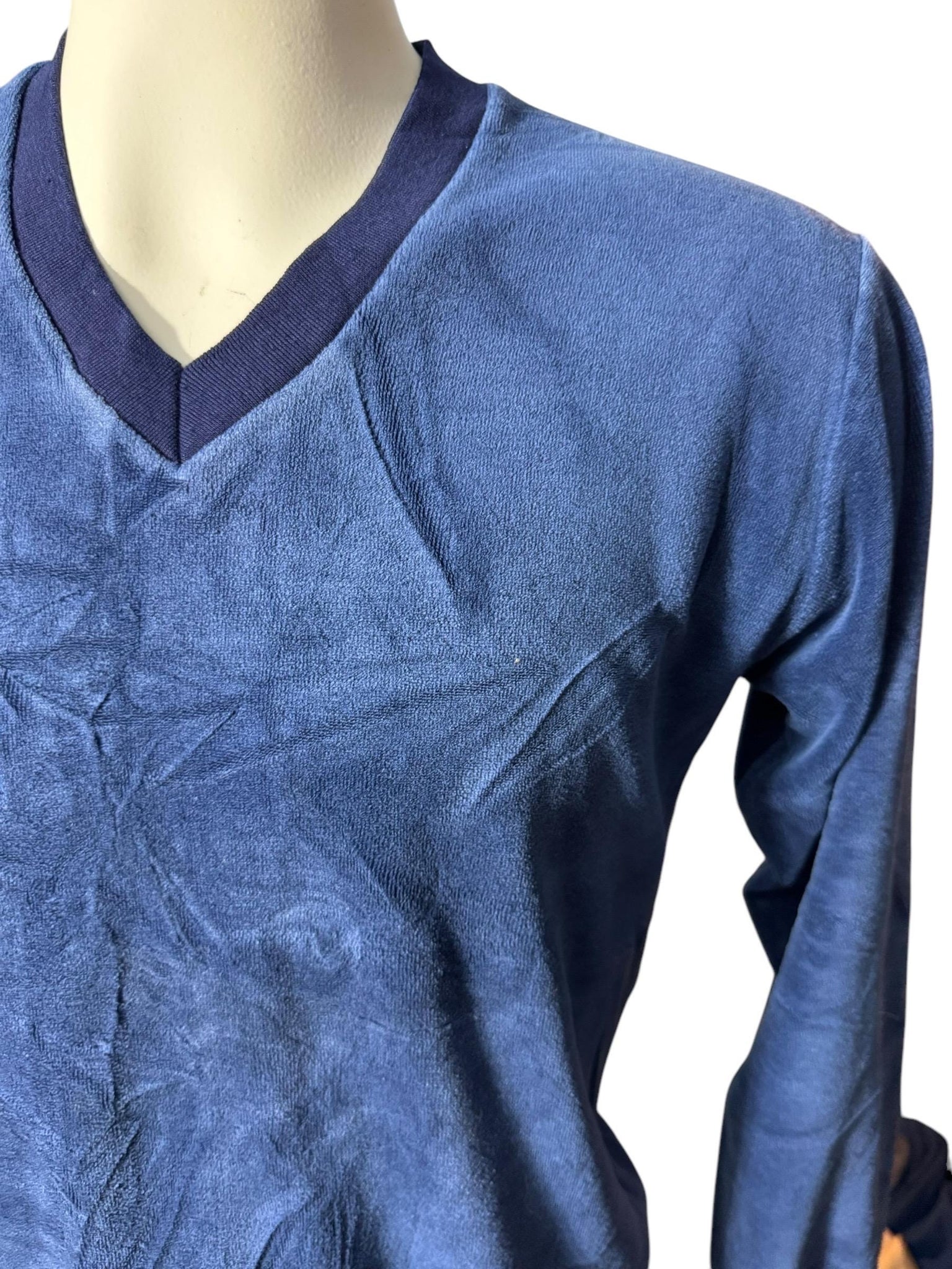 Vintage 70's men's blue velour shirt M Campus