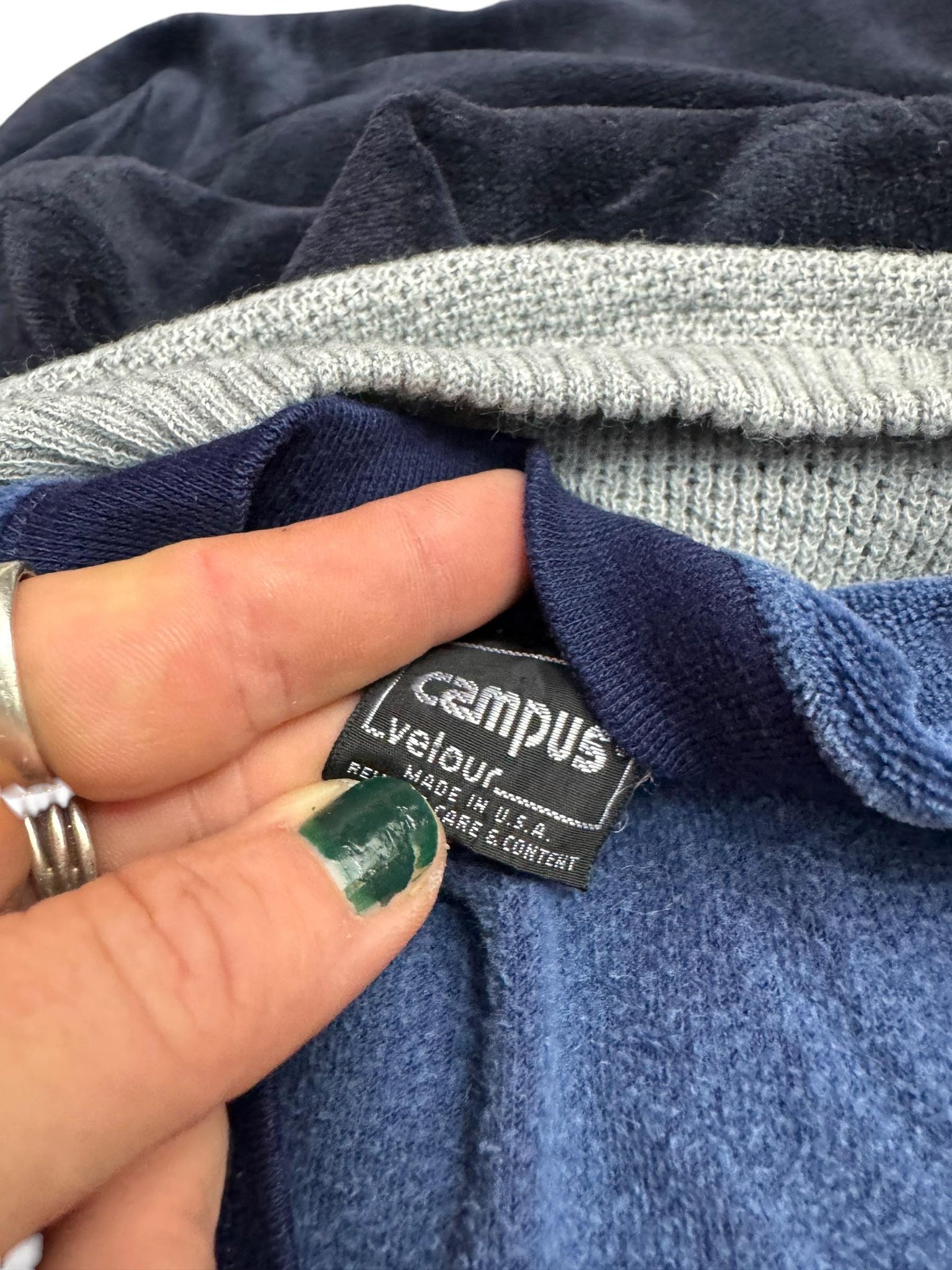 Vintage 70's men's blue velour shirt M Campus