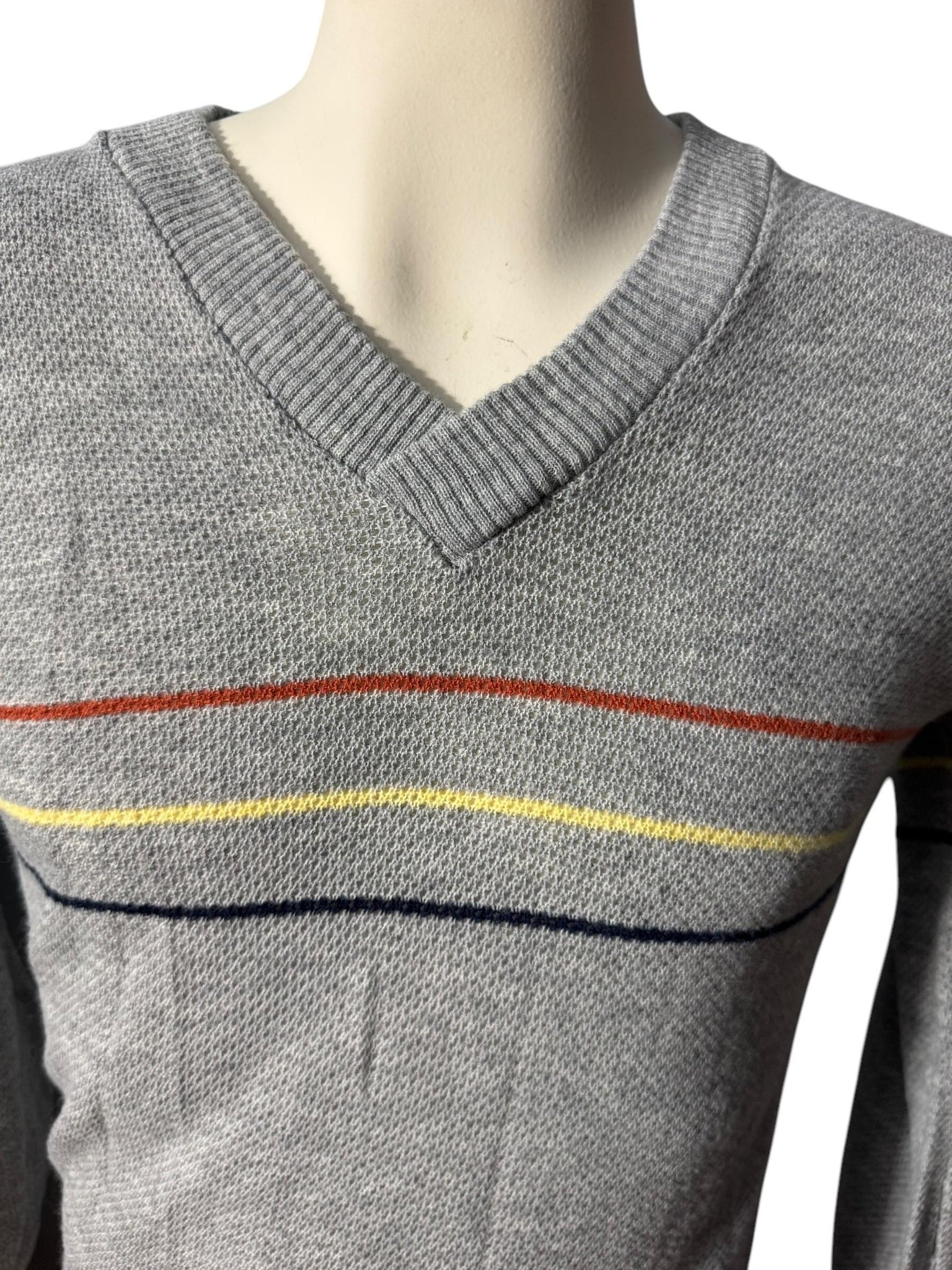 Vintage 70's men's gray striped sweater M