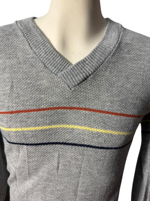 Vintage 70's men's gray striped sweater M