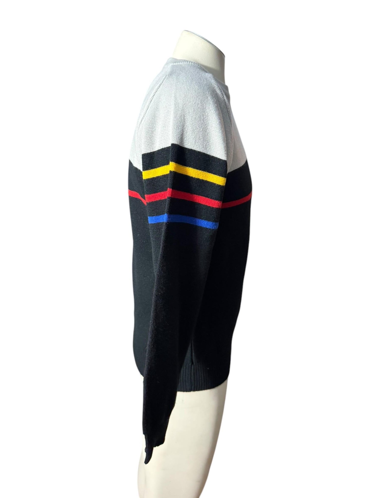 Vintage 70's men's black striped sweater M