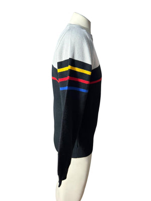 Vintage 70's men's black striped sweater M