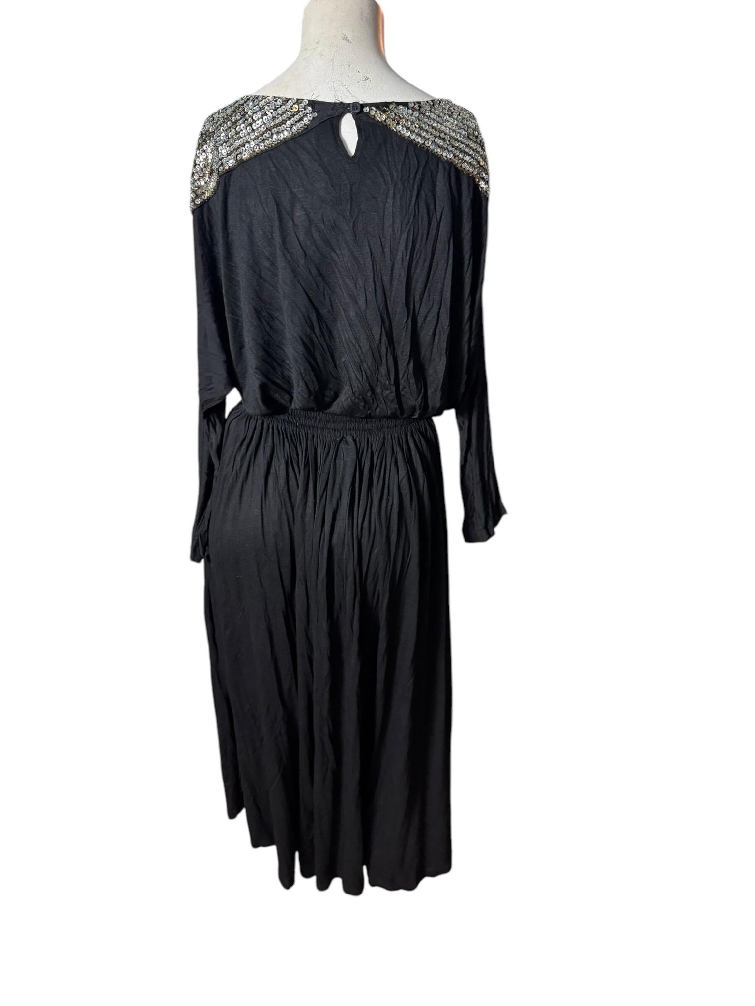 Vintage 80's black & silver sequin top M Jane Ashley