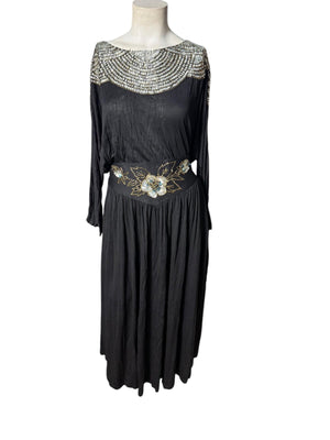Vintage 80's black & silver sequin top M Jane Ashley