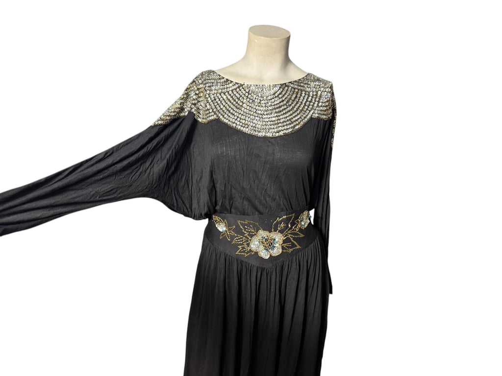 Vintage 80's black & silver sequin top M Jane Ashley