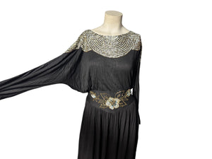 Vintage 80's black & silver sequin top M Jane Ashley