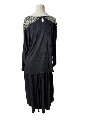 Vintage 80's black & silver sequin top M Jane Ashley