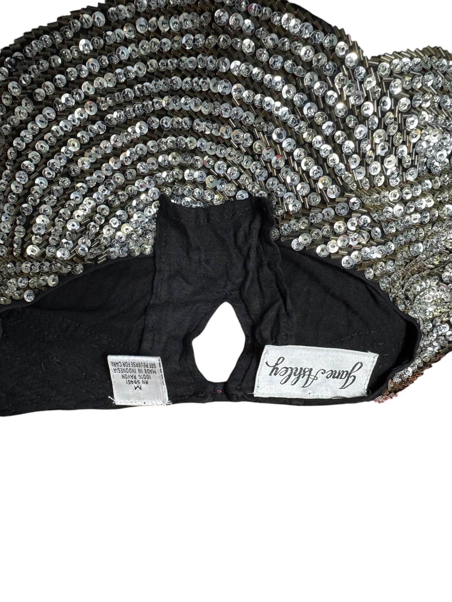 Vintage 80's black & silver sequin top M Jane Ashley