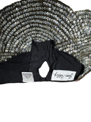 Vintage 80's black & silver sequin top M Jane Ashley