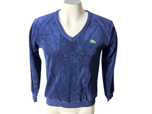 Vintage men's blue velour v neck top M Izod