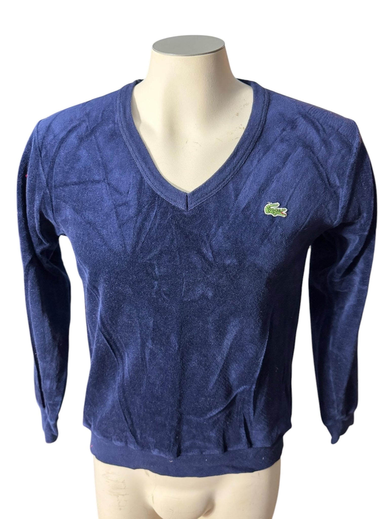 Vintage men's blue velour v neck top M Izod