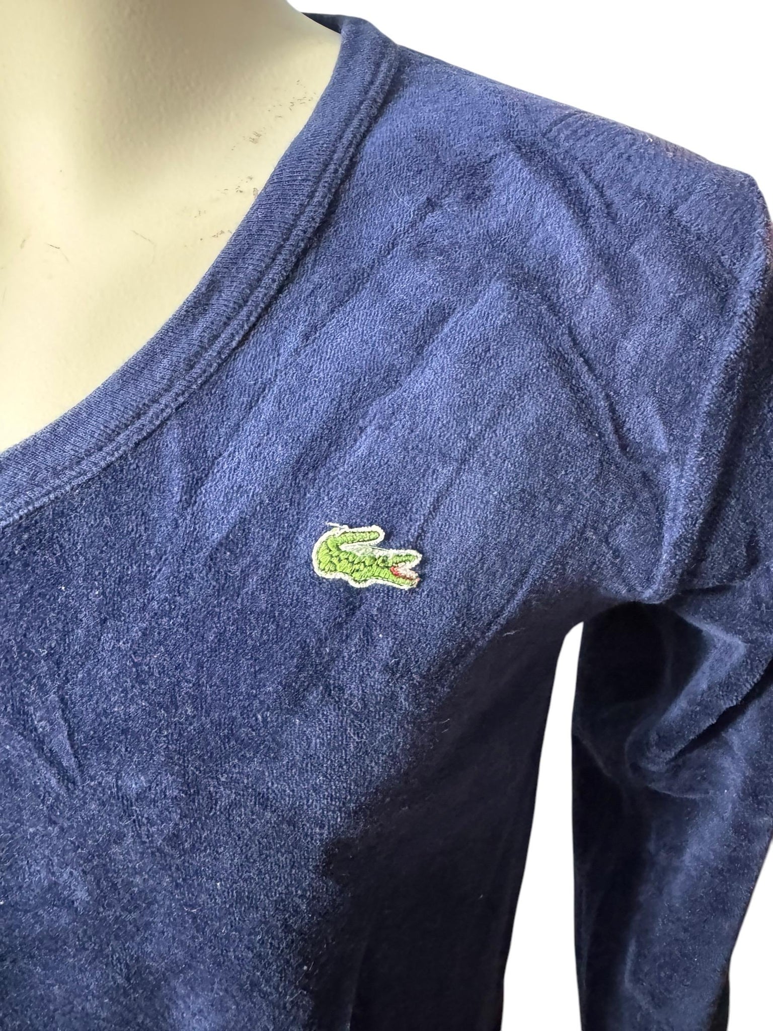 Vintage men's blue velour v neck top M Izod