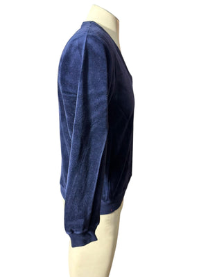 Vintage men's blue velour v neck top M Izod