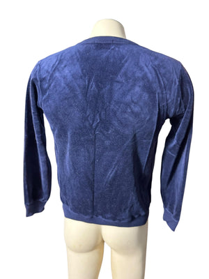 Vintage men's blue velour v neck top M Izod